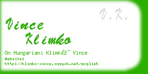 vince klimko business card